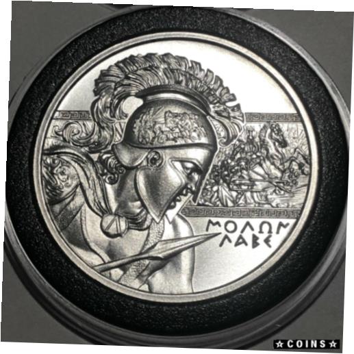 【極美品/品質保証書付】 アンティークコイン コイン 金貨 銀貨 送料無料 Molon Labe Spartan Warrior 1 Troy Oz .999 Fine Pure Silver Round Coin Medal 999