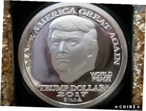 【極美品/品質保証書付】 アンティークコイン コイン 金貨 銀貨 [送料無料] 1-OZ.999 SILVER COIN 2017 BU MIRROR FINISH TRUMP MAKE AMERICA GREAT AGAIN + GOLD