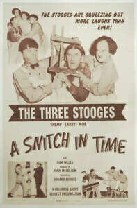 【極美品/品質保証書付】 アンティークコイン コイン 金貨 銀貨 送料無料 The Three Stooges - A Snitch in Time Original Movie Poster. 1950. Linen Backed