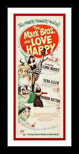 ラブハッピーのオリジナルマルクス兄弟映画ポスター。 1949年。額入り。Love Happy Original Marx Brothers Movie Poster. 1949. Framed.