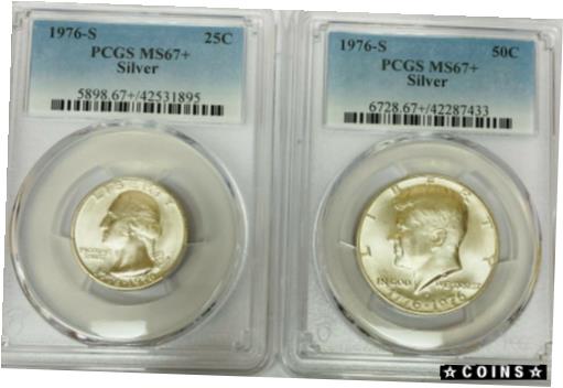 yɔi/iۏ؏tz AeB[NRC RC   [] 1976-S Silver Kennedy 50c Washington Quarter 25c PCGS MS67+ (2 Coin Set)