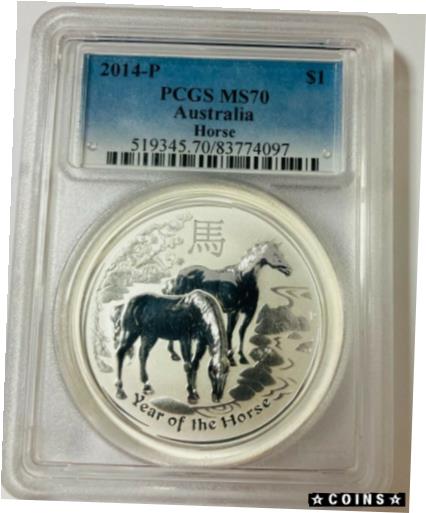  アンティークコイン コイン 金貨 銀貨  2014 P Australia Horse $1 Coin PCGS MS70