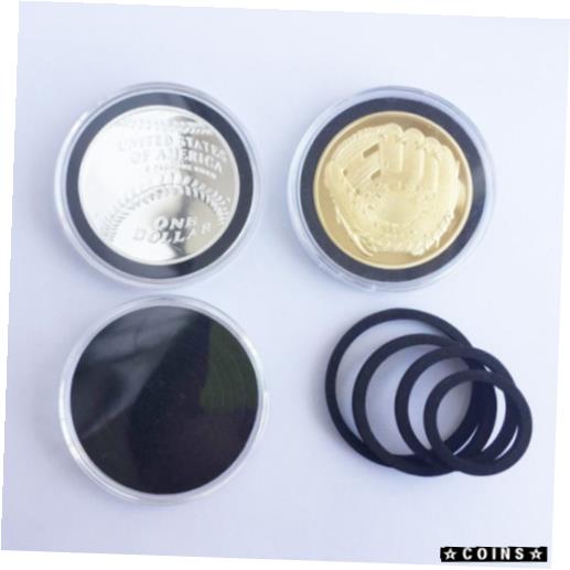  アンティークコイン コイン 金貨 銀貨  20 Case Capsules Holder Storage Display with Black Ring 20-41mm US Badge Coin