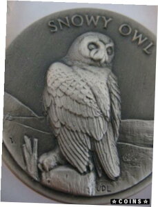 ڶ/ʼݾڽա ƥ    [̵] 1-OZ .925 STERLING SILVER LONGINES WILDLIFE SERIES DETAILED SNOWY OWL COIN+GOLD