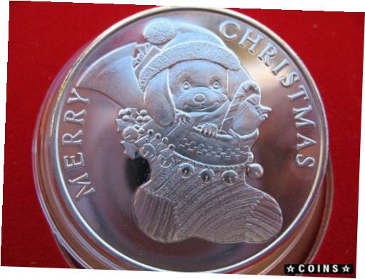 ڶ/ʼݾڽա ƥ    [̵] 1-OZ.CUTE VINTAGE CHRISTMAS PUPPY IN STOCKING .999 SILVER 2001 COIN + GOLD
