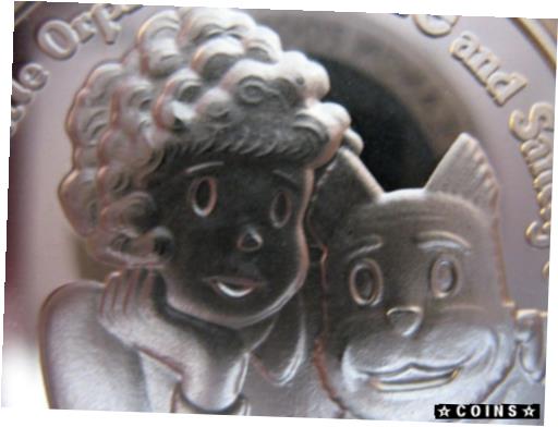 楽天金銀プラチナ　ワールドリソース【極美品/品質保証書付】 アンティークコイン コイン 金貨 銀貨 [送料無料] 1-OZ 999 PURESILVER 1987 AMC CARTOON CELEBRITIES ORPHAN ANNIE & SANDY COIN+GOLD