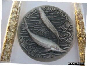 ڶ/ʼݾڽա ƥ    [̵] 1+-OZ .925 STERLING SILVER LONGINES LAKE STURGEON 3D HIGH RELIEF COIN + GOLD