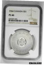 1964 S$1 カナダ銀ドル NGC PL 661964 S$1 Canada Silver Dollar NGC PL 66(3)