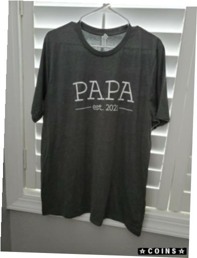 【極美品/品質保証書付】 アンティークコイン コイン 金貨 銀貨 送料無料 PAPA 2021 Grandpa t-shirt BRAND NEW Baby Announcement Shirt Charcoal Gray XL