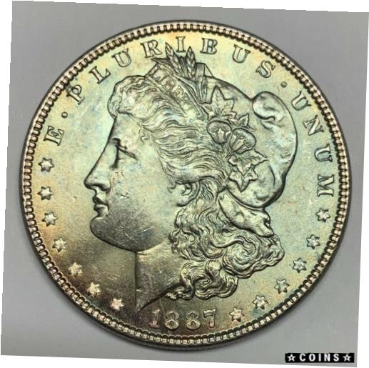 yɔi/iۏ؏tz AeB[NRC RC   [] 1887 Morgan Dollar Toned Silver Uncirculated Coin Philadelphia Mint