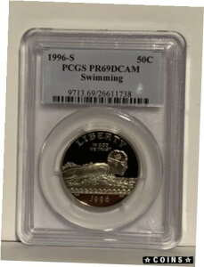 1996年アトランタオリンピック委員会。クラッド ハーフダラー プルーフ - 水泳 - PR69DCAM1996 Atlanta Olympics Commem. Clad Half Dollar Proof - Swimming - PR69DCAM