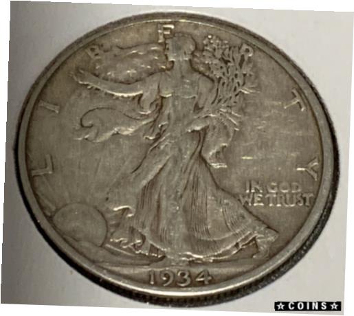 楽天金銀プラチナ　ワールドリソース【極美品/品質保証書付】 アンティークコイン コイン 金貨 銀貨 [送料無料] 1934 S Walking Liberty Silver Half Dollar EF/AU Free Shipping With 5 Items A
