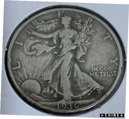 楽天金銀プラチナ　ワールドリソース【極美品/品質保証書付】 アンティークコイン コイン 金貨 銀貨 [送料無料] 1936 S Walking Liberty Silver Half Dollar VF+ Full Date, Rims And Nice Details A