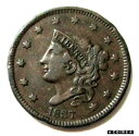 yɔi/iۏ؏tz AeB[NRC RC   [] 1837 UNITED STATES COPPER LARGE CENT MATRON YOUNG HEAD COIN EXTRA FINE