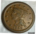 【極美品/品質保証書付】 アンティークコイン コイン 金貨 銀貨 [送料無料] 1849 1C Large Cent Braided Hair XF/AU Great Coin Estate Find Awesome Details “A”