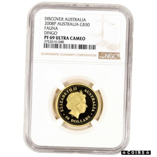【極美品/品質保証書付】 アンティークコイン コイン 金貨 銀貨 [送料無料] 2008 P Australia Gold 1/2 oz Discover Australia Fauna Dingo Proof $50 - NGC PF69