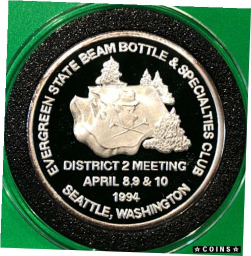 【極美品/品質保証書付】 アンティークコイン コイン 金貨 銀貨 [送料無料] 1994 IAJBBSC District 2 Seattle Jim Beam 1 Troy Oz .999 Fine Silver Round Coin
