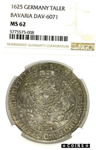 【極美品/品質保証書付】 アンティークコイン 硬貨 German States Bavaria 1625 Taler Coin Thaler NGC MS 62 VZ/STG UNC Madonna TOP [送料無料] #oct-wr-4151-73