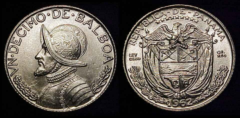  アンティークコイン コイン 金貨 銀貨  1961-1962 Panama Un Decimo De Balboa 1/10 oz .900 Silver Random Dates BU Coin