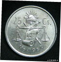 【極美品/品質保証書付】 アンティークコイン コイン 金貨 銀貨 [送料無料] 1953 Mexican 30% Silver AU/BU 25 Centavos - ROUND CAP &..