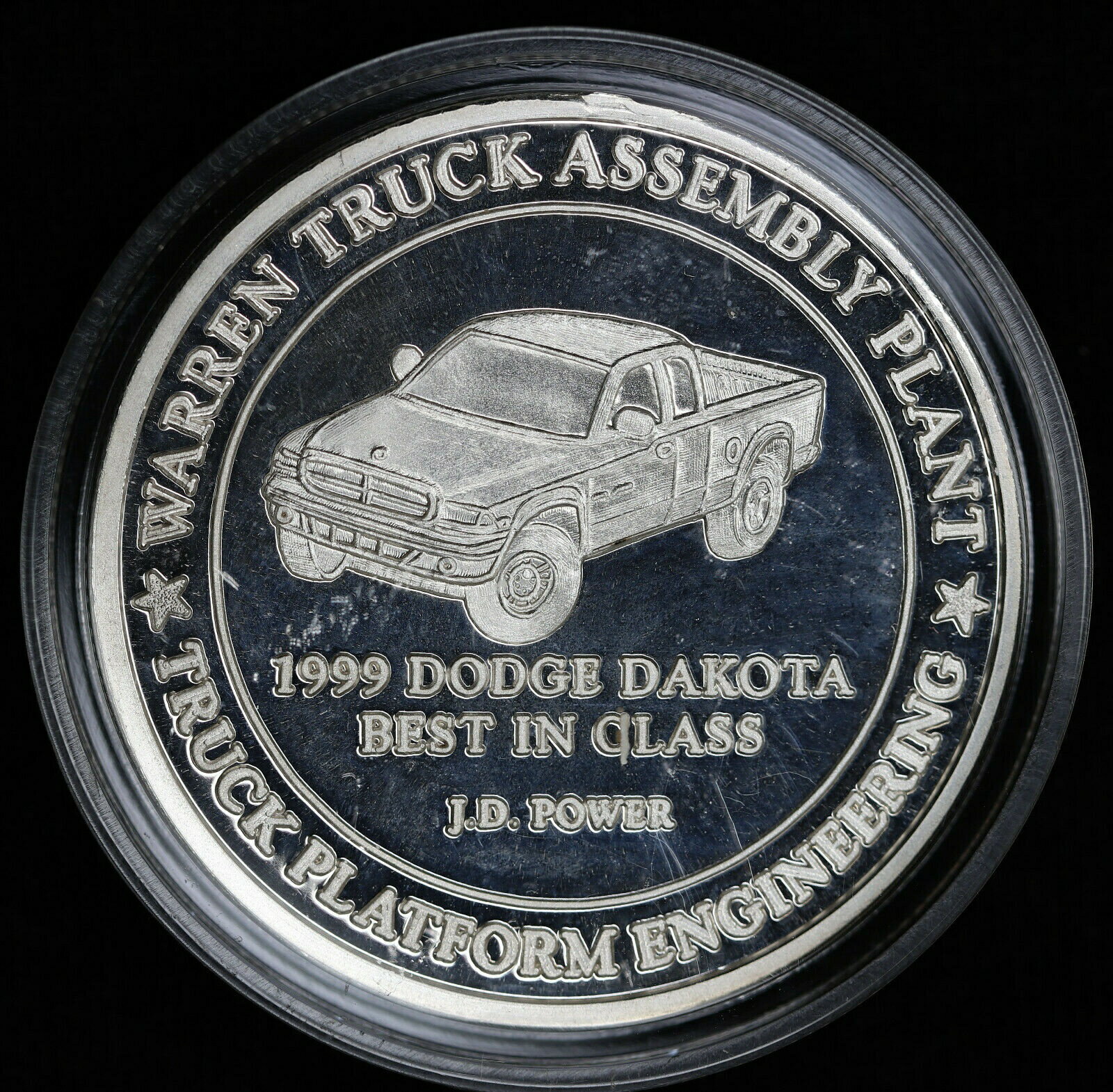 【極美品/品質保証書付】 アンティークコイン コイン 金貨 銀貨 [送料無料] 1999 Dodge Dakota Warren Michigan Truck Assembly Plant Silver Art Round JD Power