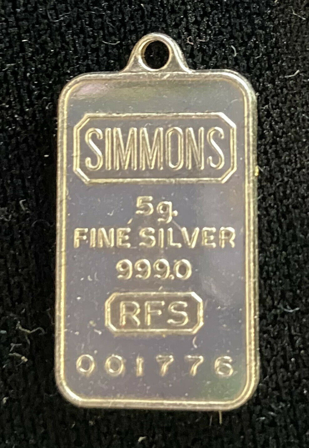 【極美品/品質保証書付】 アンティークコイン コイン 金貨 銀貨 [送料無料] 5 Gram Silver by Simmons .999 Fine Silver Bar Serial Number 001776