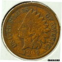 【極美品/品質保証書付】 アンティークコイン コイン 金貨 銀貨 [送料無料] 1909 Indian Head Penny, Ships for Free, IHCC35