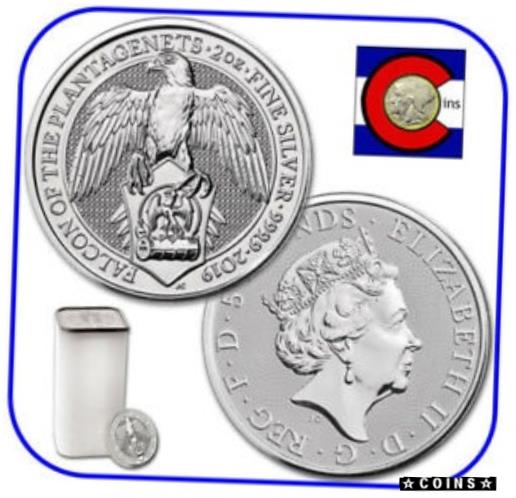 【極美品/品質保証書付】 アンティークコイン コイン 金貨 銀貨 [送料無料] 2019 Queen's Beast Falcon of Plantagenets 2 oz Silver Coin -- 10 Coin Roll/Tube