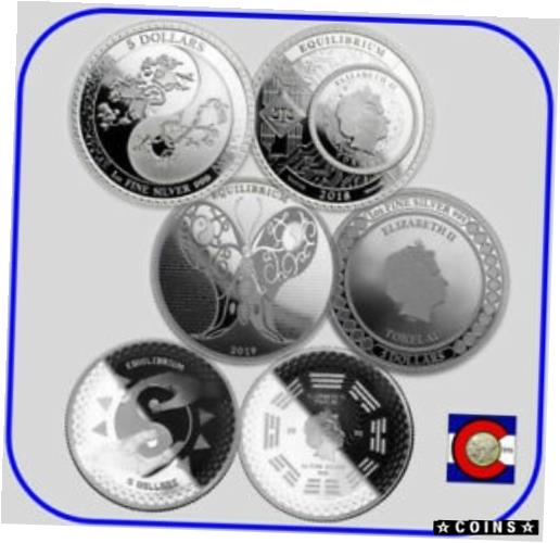  アンティークコイン コイン 金貨 銀貨  2018 2019 2020 Tokelau Equilibrium $5 3 - 1 oz BU Silver Coins - Pressburg Mint