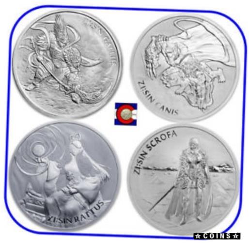  アンティークコイン コイン 金貨 銀貨  2017 2018 2019 2020 Korea ZI:SIN Gallus Canis Scrofa Rattus 4-1 oz Silver Coins