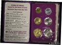 1972 イスラエル 6 コイン エルサレム標本セット (紫財布入り) リラ、リロット、アゴロット1972 Israel 6-Coin Jerusalem Sp...
