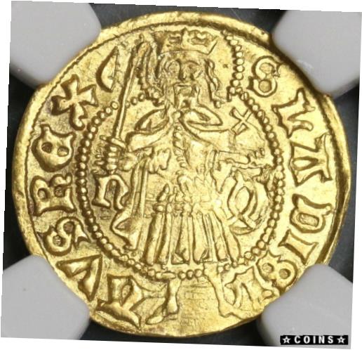 【極美品/品質保証書付】 アンティークコイン コイン 金貨 銀貨 [送料無料] 1458 NGC UNC Det Hungary Gold Gulden Matthias Corvinus Madonna Christ (19042902C