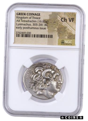  アンティークコイン コイン 金貨 銀貨  Greek Kingdom Thrace Silver Tetradrachm Posthumous Lysimachus NGC Ch Very Fine