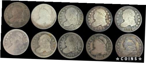  アンティークコイン コイン 金貨 銀貨  (10) 1823 -1837 SILVER UNITED STATES CAPPED BUST DIME CIRCULATED COIN LOT