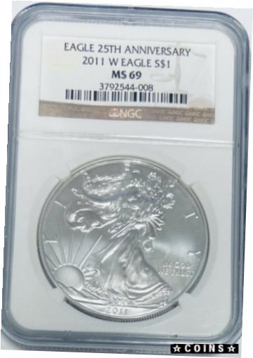 yɔi/iۏ؏tz AeB[NRC RC   [] 2011-W $1 American Silver Eagle 25th Anniversary NGC MS69 1 oz .999 Fine Silver