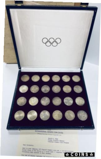 【極美品/品質保証書付】 アンティークコイン コイン 金貨 銀貨 送料無料 1972 Munich Olympic Coin Set - 24 Silver Coins Germany 10 Deutsche Mark Unc