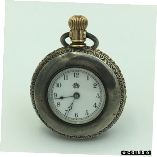  アンティークコイン コイン 金貨 銀貨  1893 Waltham 7J Coin Silver Half Hunter Ladies Pocket Watch Pendant # 6102519 0s