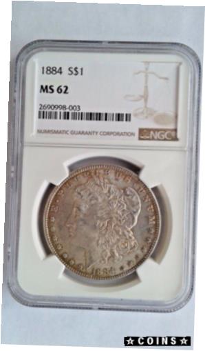 【極美品/品質保証書付】 アンティークコイン コイン 金貨 銀貨 送料無料 1884 Morgan Silver Dollar MS 62 NGC Rare Date