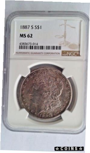 【極美品/品質保証書付】 アンティークコイン コイン 金貨 銀貨 送料無料 1887 s Morgan Silver Dollar MS 62 NGC Rare Date