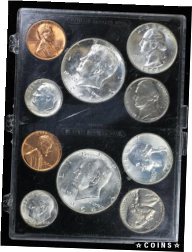 【極美品/品質保証書付】 アンティークコイン コイン 金貨 銀貨 [送料無料] 1964 Unofficial U.S. Mint Set Complete in Snap Case 10 coins P & D 90% Silver BU