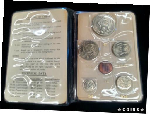  アンティークコイン コイン 金貨 銀貨  1969 Singapore 6-Coin Mint set in wallet Lion Fish Swordfish Sea Horse Bird