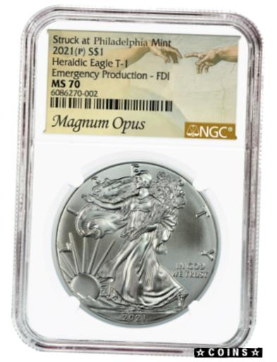 ڶ/ʼݾڽա ƥ    [̵] Presale-2021-(P) $1 Silver Eagle NGC MS70 FDI Magnum Opus Emergency Issue