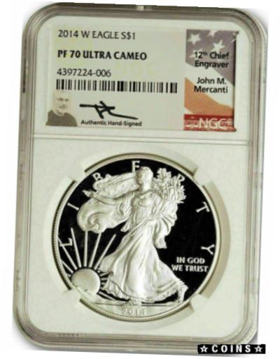 ڶ/ʼݾڽա ƥ    [̵] 2014 W $1 Proof Silver Eagle NGC PF70 Ultra Cameo John Mercanti Signed