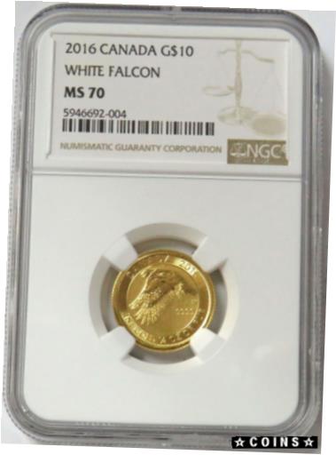 【極美品/品質保証書付】 アンティークコイン コイン 金貨 銀貨 [送料無料] 2016 GOLD CANADA $10 WHITE FALCON 1/4oz COIN NGC MINT STATE 70