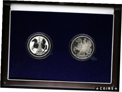  アンティークコイン コイン 金貨 銀貨  2017 BVI 2-Coin Silver Pegasus Proof Reverse Proof Set w/ Box & COA - Only 300