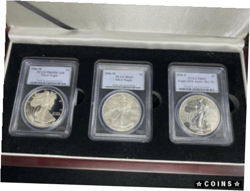  アンティークコイン コイン 金貨 銀貨  2006 American Silver Eagle ASE $1 PCGS MS / PR 69 Silver Dollar 3 Coin Set