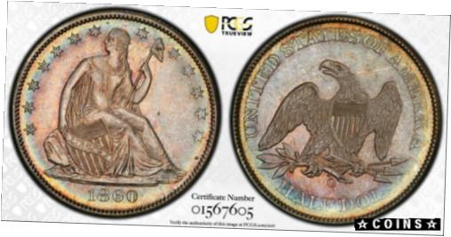 【極美品/品質保証書付】 アンティークコイン 硬貨 1860-O Seated Liberty Half Dollar PCGS MS66+ CAC Top Pop [送料無料] #oot-wr-4325-12