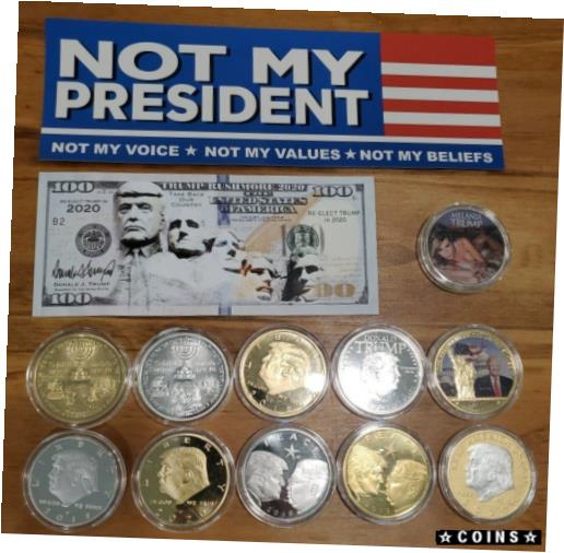 【極美品/品質保証書付】 アンティークコイン コイン 金貨 銀貨 送料無料 11 Different Donald Trump Coins, trump bill, sticker, lot 5 of 6