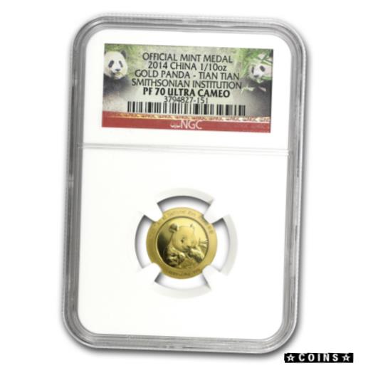【極美品/品質保証書付】 アンティークコイン コイン 金貨 銀貨 [送料無料] 2014 China 1/10 oz Proof Gold Panda PF-70 NGC (Tian Tian) - SKU#93808