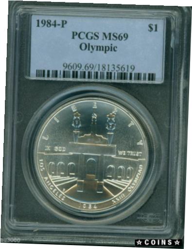 【極美品/品質保証書付】 アンティークコイン コイン 金貨 銀貨 [送料無料] 1984-P OLYMICS COMMEMORATIVE SILVER DOLLAR S$1 PCGS MS69 LA OLYMPIC MS-69